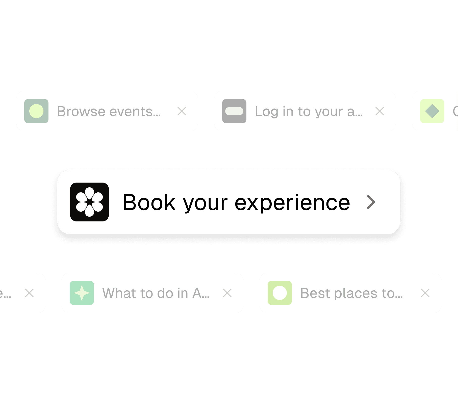 Book your experience button surrounded by fading browser tabs